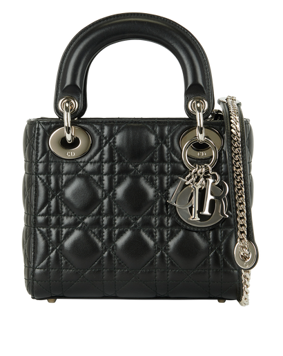 Mini Lady Dior Cannage, &pound;2,200, Handbags, Black, Leather, Front view